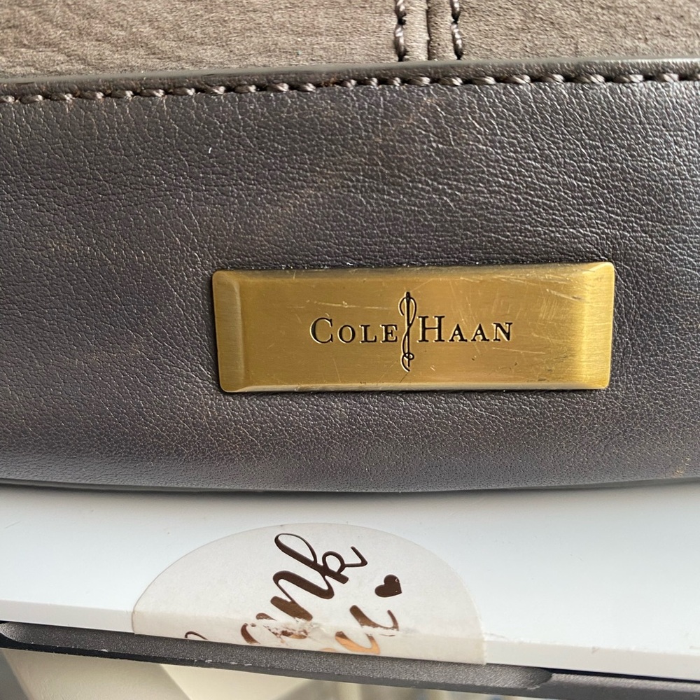 Cole Haan Leyden II Nubuck Leather Hobo Bucket Bag , Gray - Picture 9 of 16